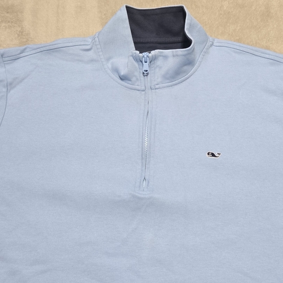 Vineyard Vines Men's Light Blue 1/4 Zip-Up Pullover Sweatshirt Size XXL Preppy - Picture 3 of 6